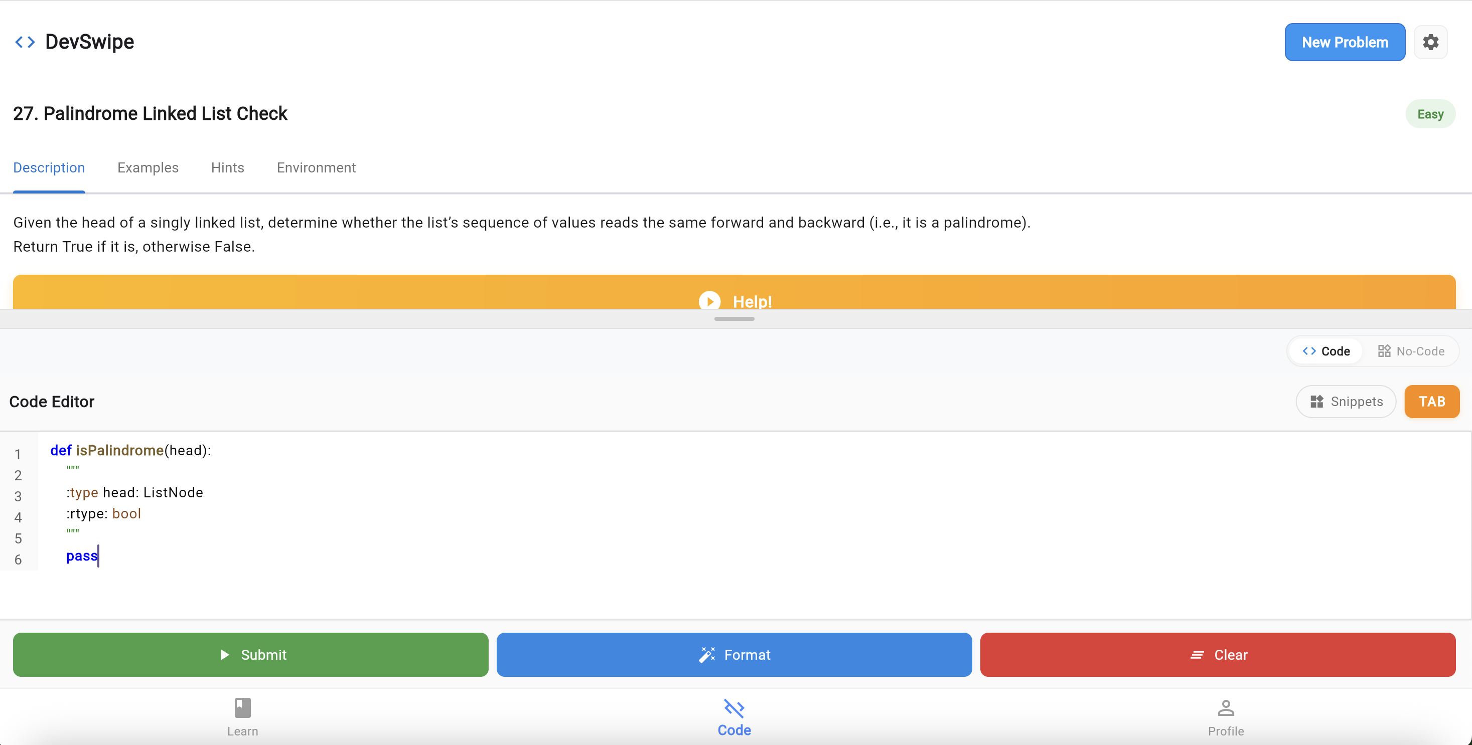 DevSwipe Screenshot